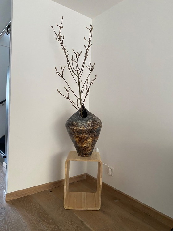 Image 1 of Robust ceramic vase in mottled colors from beige to blue