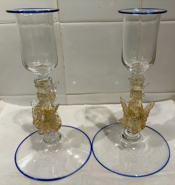 Image 1 of 2 Vintage Italian Murano candlesticks