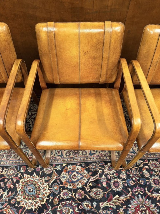 Sedia in Pelle Stile Ralph Lauren con Fibbia - Jacques Adnet – Sedie da pranzo, Leather (photo 7 of 14)