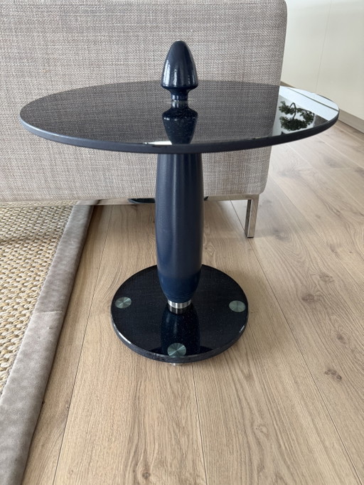 Leolux Exclusive Design Small Table Blue Glass. – bijzettafels, Wood