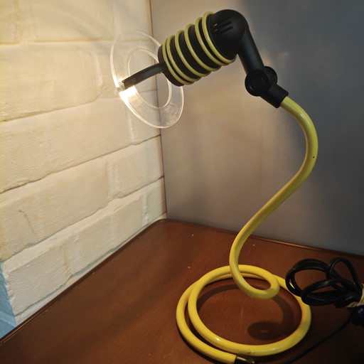 Vintage ESTO 54974 table lamp 1997 – Postmodern Space Age – yellow – tafellampen, Metal, Glass
