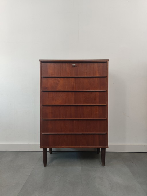 Vintage Danish Chest of Drawers In Teak, Narrow!