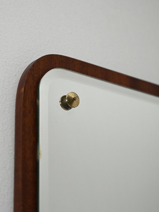 Image 1 of Zweedse rechthoekige teakhouten spiegel "Sara" model