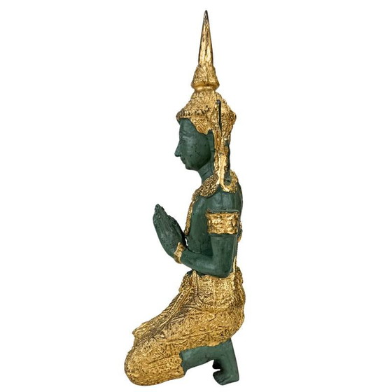 Set Guardiani del Tempio Thai Thepanom – Coppia di Figure Patinate Oro – Sculture (photo 17 of 21)