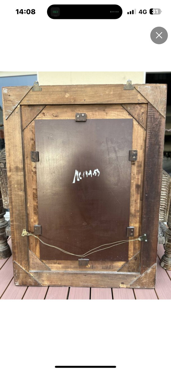 Image 1 of Beau miroir vintage art déco cuivré 