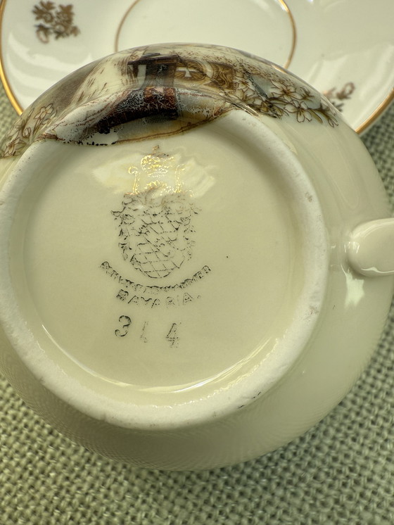 Image 1 of Tazza da caffè/piattino Limoges/Bavaria - dipinta a mano in oro