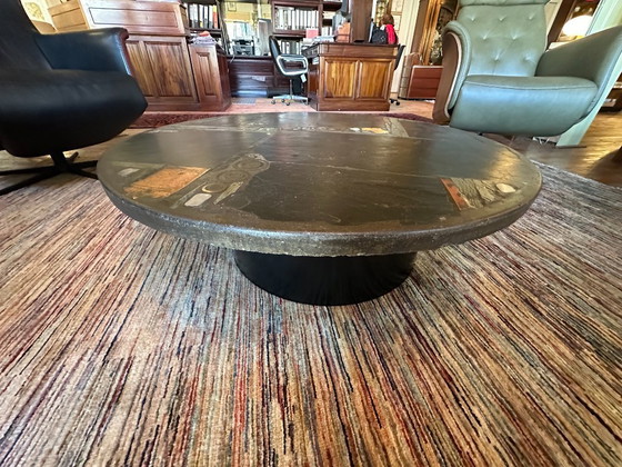 Image 1 of Paul Kingma coffee table. 1980s. With brass and ceramic.