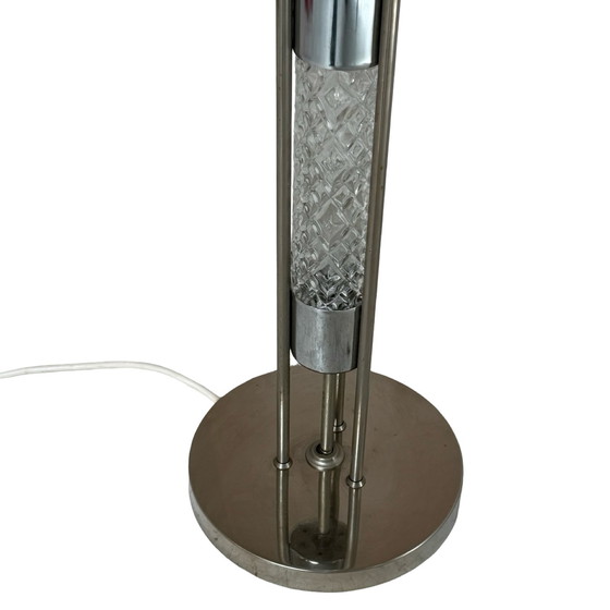 Image 1 of Richard Essig - Floor lamp - Space age design - Crystal glass, chrome and fabric covered shade