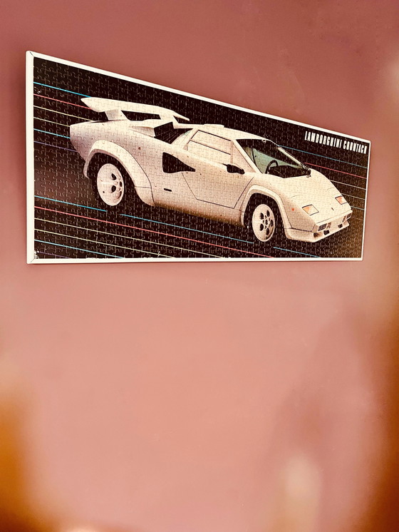 Image 1 of Vintage 80's Lamborghini Countach puzzle in frame
