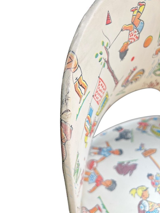 Image 1 of Sedia retrò per bambini nella tipica forma degli anni '50 con motivo scolastico, made in Germany