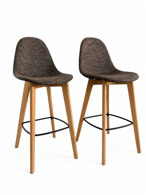 Set van 2 Juntoo kinderstoelen in moderne Scandinavische stijl – barkrukken, Metal, Textile