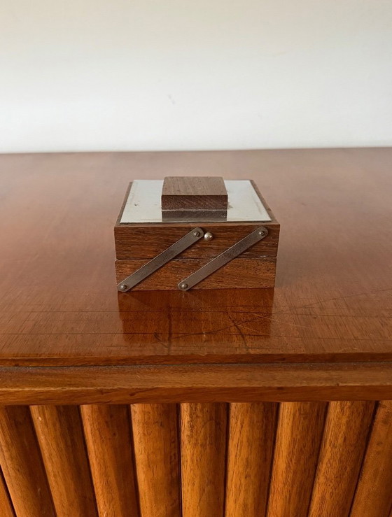 Image 1 of Mid-century mirrored wood cigarette box, France 1960