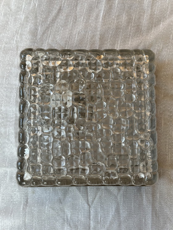 Image 1 of Vintage Ceiling Lamp Relief Glass Rzb '60