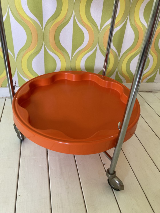 Image 1 of Vintage jaren 70 kunststof theewagen, trolley, bijzettafel 