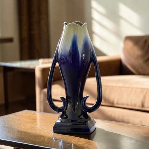 Large Art Nouveau vase by Thulin in glazed stoneware