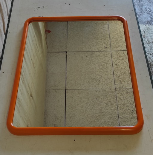 Vintage orange plastic XL mirror - 1960s/70s