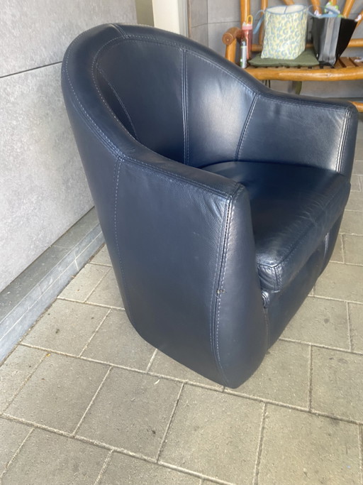 Blue leather Aviator armchair