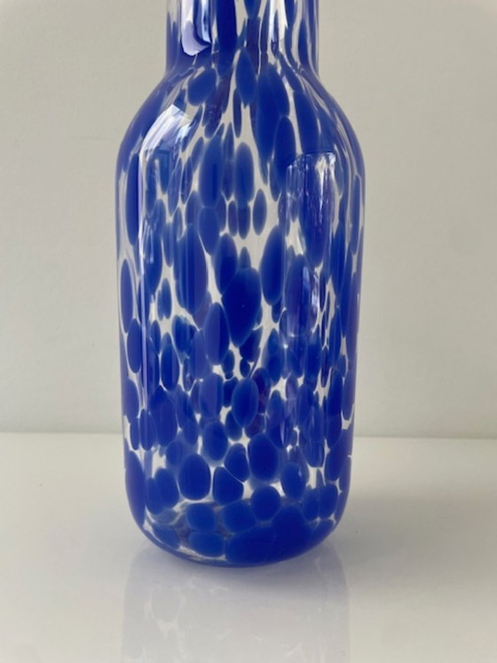 Image 1 of Mouth-blown designer carafe/vase sapphire blue – unique