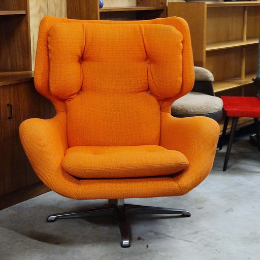 Fauteuil pivotant vintage des années 70 Fauteuil pivotant danois Fauteuil orange des années 70