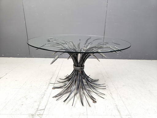 Vintage Metal Sheaf Of Wheat Coco Chanel Side Table