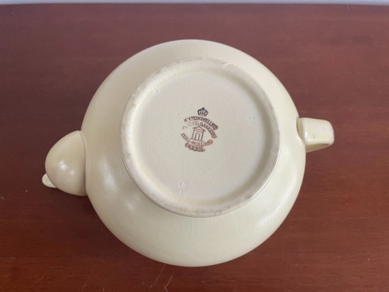 Image 1 of Plateelbakkerij Zuid Holland - Teiera Art Déco gialla + tazze e piattini