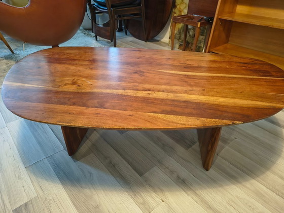 Image 1 of Solid Acacia Wood Coffee Table – Organic Oval