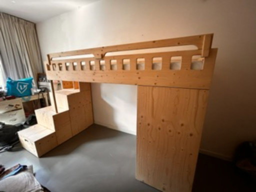 Alles in één: Prachtige hoogslaper met slimme kasten – eenpersoonsbedden, Wood