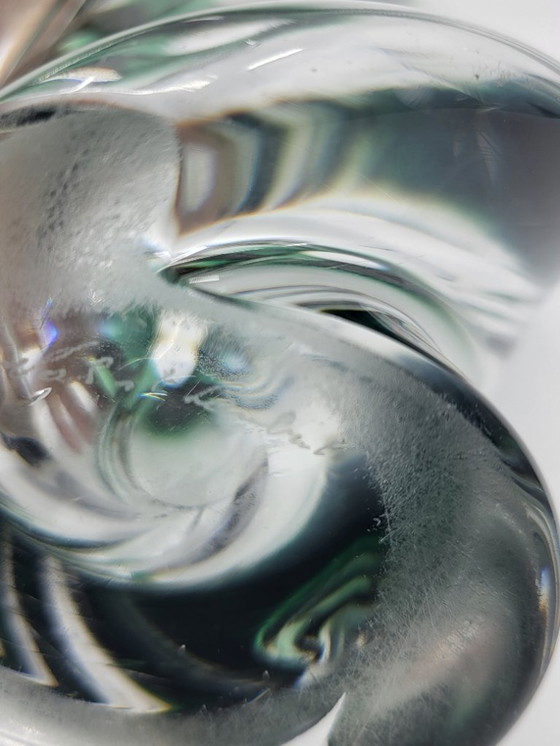 Image 1 of Val Saint Lambert vaso ovoidale in cristallo verde Belgio