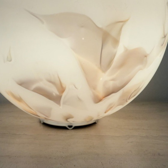 Image 1 of Vintage glass table lamp marble decor , 1970s 