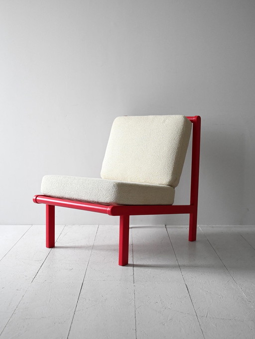 Vintage Scandinavische Stoel in Kersenrood