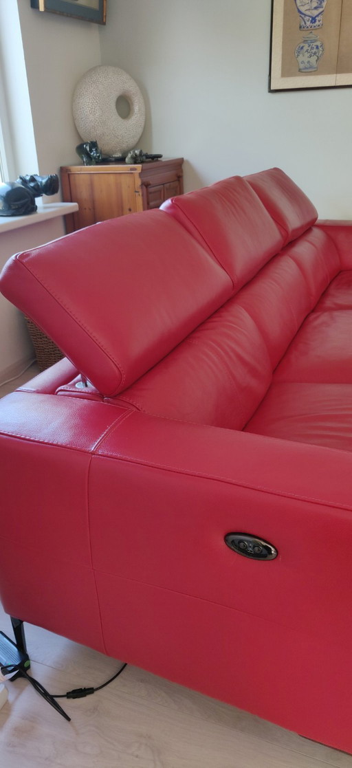 Rode lederen bank