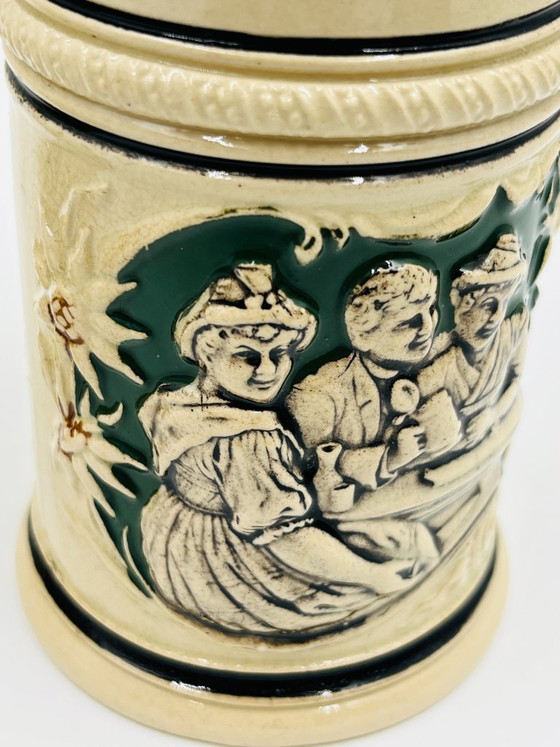 Lot 2 Deutsche Steingut-Bierkrüge Edelweiss – Gläser & Karaffe, Keramik (photo 6 of 8)