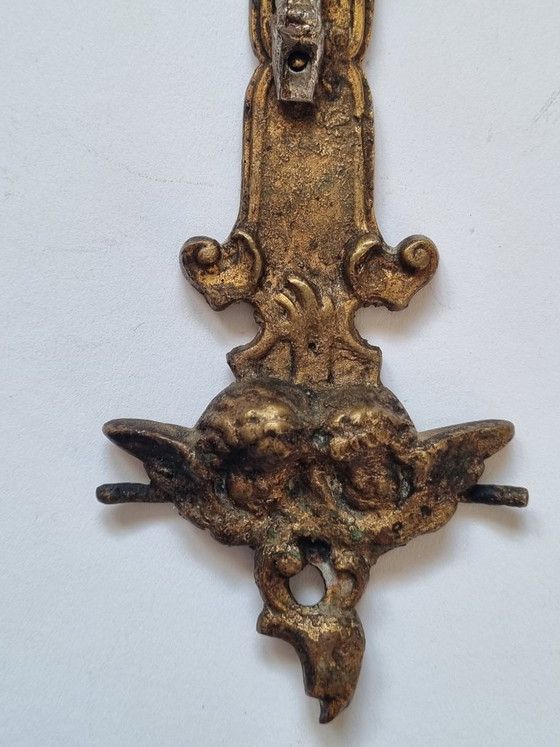 Image 1 of Antique crucifix / wall cross – Neo-Baroque circa 1900, brass, gilded & silver-plated
