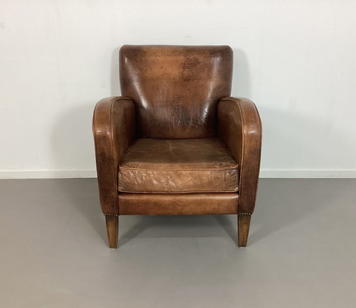 Vintage Schaapsleren Club Fauteuil Stoel Chair 