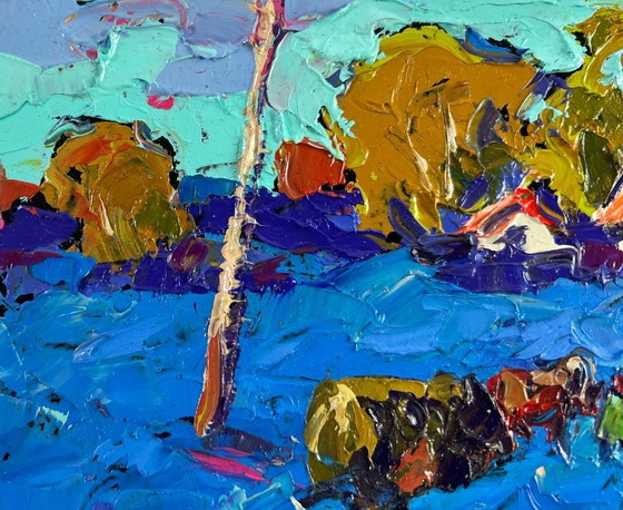 Image 1 of Original Oil Painting Summer Field Landscape The path to your home