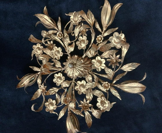 Image 1 of Lámpara de techo, araña, metal chapado en oro, Italia, estilo Hans Kogl