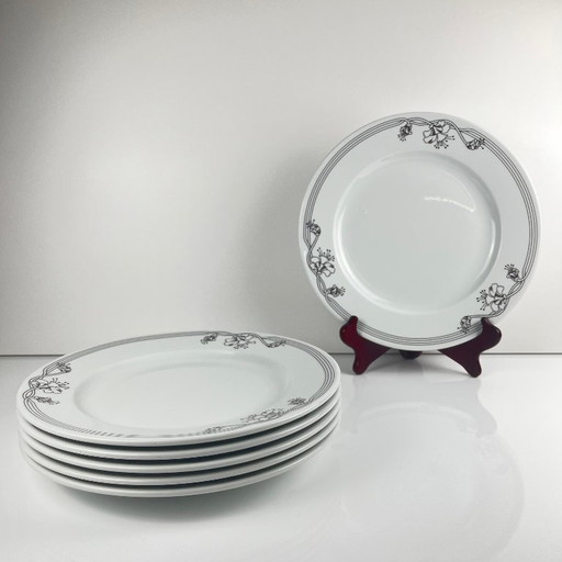 Set of 6 "Elysa" dinner plates, Sarreguemines, 1980/90