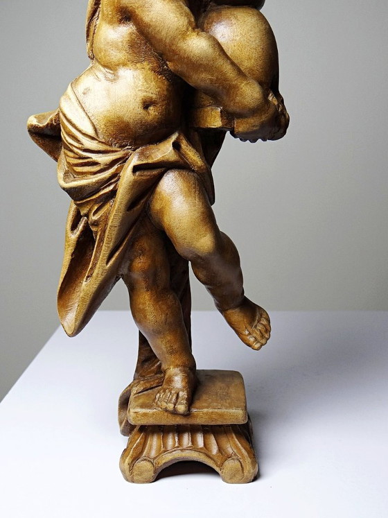 Putto met honing in houtsnijwerk, naar een ontwerp van Feuchtmayer, Duitsland – Vintage, Decoratieve objecten (photo 9 of 11)