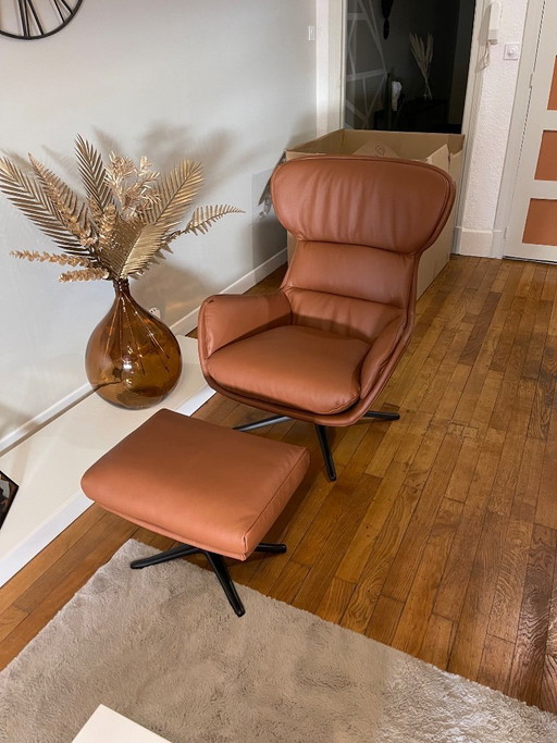 Boconcept Reno+ designer armchair with footrest