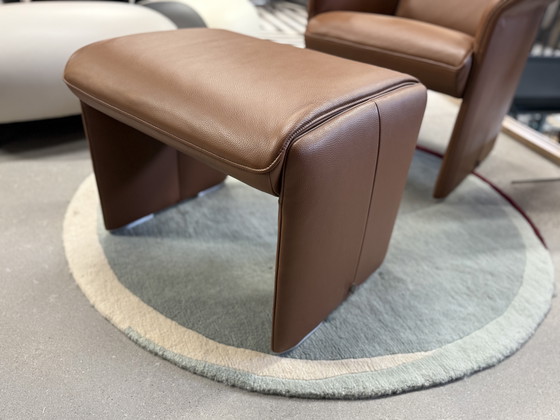 Image 1 of Jori Fauteuil Met Hocker Bruin Leer