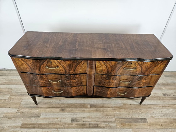 Image 1 of Commode Art déco des années 1950 en ronce de noyer