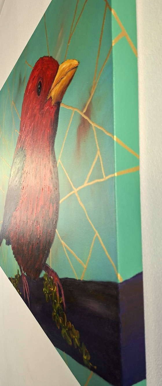 Manou Claire - Sweet Little Red Bird – Paintings & Drawings, Wood, Canvas (photo 7 of 8)