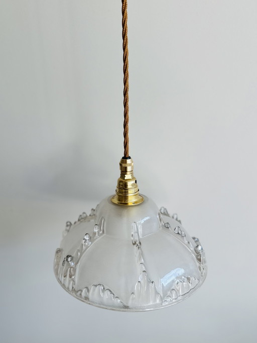 Ezan France Art Deco Hanglamp – Opaline Glas – Jaren 30 / Ezan France Art Deco Pendant – Opaline Glass – 1930s