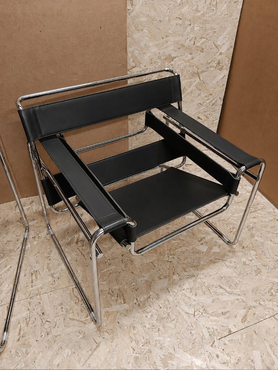 KNOLL Int. 2 Poltrone B3 WASSILY (NUOVE) acciaio inox e cuoio NERO, Pelle (foto 12 di 22)