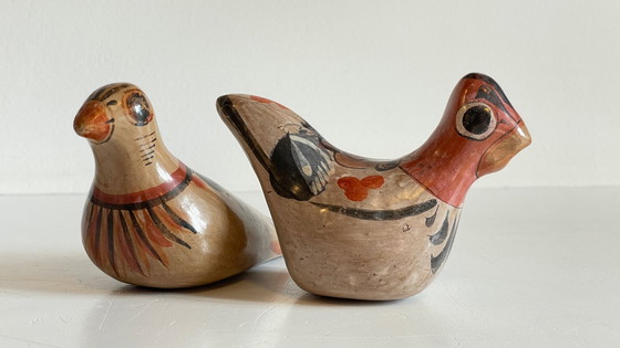 Image 1 of Couple Bird Ceramic Handmade Mexico Vintage