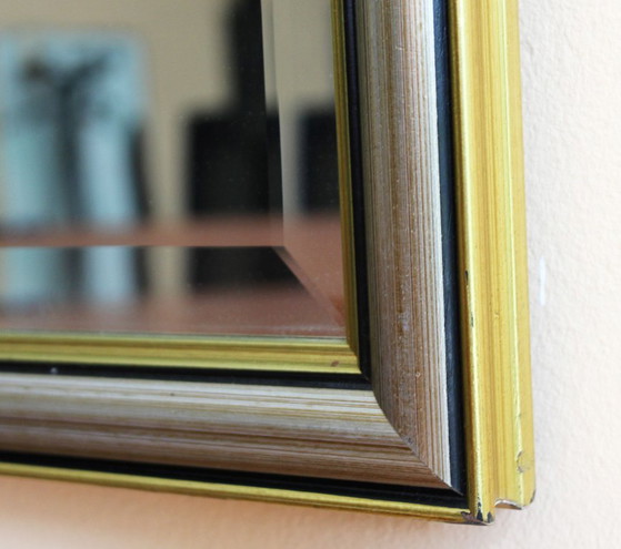 Miroir Rectangulaire Biseauté Au Cadre Bicolore, Italie, 1960 – Wood (photo 6 of 6)