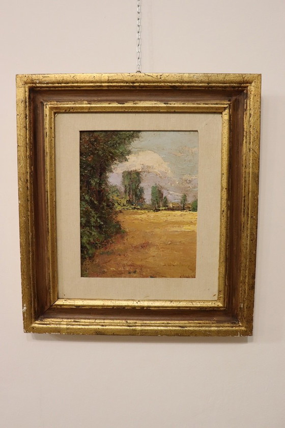 Image 1 of Campagne italienne, peinture à l'huile du 20e siècle, signée