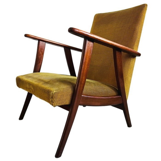 Image 1 of Vintage mid-century Scandinavian armchair teak ochre yellow 1960's