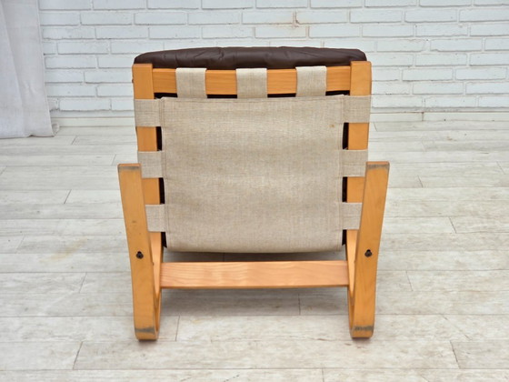 Image 1 of Années 1970, design norvégien d'Elsa & Nordahl Solheim, ensemble chaise et tabouret.