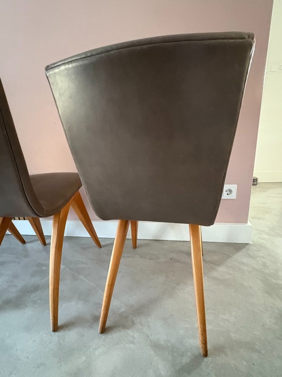 Set Van 4 G. Van Os Culemborg Dining Chairs – Eetkamerstoelen, Wood, Leather (photo 8 of 15)